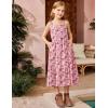 Arshiner Girl’s Sundresses Summer Boho Strap Tiered Cami Maxi Dresses with Pockets(Pink Floral)