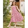 Arshiner Girl’s Sundresses Summer Boho Strap Tiered Cami Maxi Dresses with Pockets(Pink Floral)
