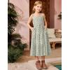 Arshiner Girl’s Sundresses Summer Boho Strap Tiered Cami Maxi Dresses with Pockets(White & Green Floral)