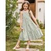 Arshiner Girl’s Sundresses Summer Boho Strap Tiered Cami Maxi Dresses with Pockets(White & Green Floral)