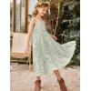 Arshiner Girl’s Sundresses Summer Boho Strap Tiered Cami Maxi Dresses with Pockets(White & Green Floral)