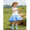 Arshiner Toddler Dress Little Girls Summer Cotton Backless High Low Hem Beach Casual Sundress with Pockets(Blue Color Block)