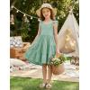 Arshiner Toddler Dress Little Girls Summer Cotton Backless High Low Hem Beach Casual Sundress with Pockets(Light Green)