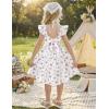Arshiner Toddler Dress Little Girls Summer Cotton Backless High Low Hem Beach Casual Sundress with Pockets(White Floral)