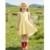 Arshiner Toddler Dress Little Girls Summer Cotton Backless High Low Hem Beach Casual Sundress with Pockets(Yellow White Plaid)