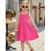 Arshiner Toddler Girls Summer Dress Backless Sleeveless Cotton Casual Beach Party Sundress with Pockets(Hot Pink)