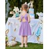 Arshiner Toddler Girls Summer Dress Backless Sleeveless Cotton Casual Beach Party Sundress with Pockets(Lavender)