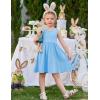 Arshiner Toddler Girls Summer Dress Backless Sleeveless Cotton Casual Beach Party Sundress with Pockets(Light Blue)