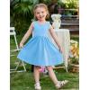 Arshiner Toddler Girls Summer Dress Backless Sleeveless Cotton Casual Beach Party Sundress with Pockets(Light Blue)