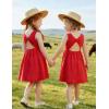 Arshiner Toddler Girls Summer Dress Backless Sleeveless Cotton Casual Beach Party Sundress with Pockets(Red)