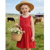 Arshiner Toddler Girls Summer Dress Backless Sleeveless Cotton Casual Beach Party Sundress with Pockets(Red)