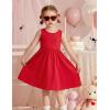 Arshiner Toddler Girls Summer Dress Backless Sleeveless Cotton Casual Beach Party Sundress with Pockets(Red)