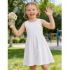 Arshiner Toddler Girls Summer Dress Backless Sleeveless Cotton Casual Beach Party Sundress with Pockets(White)