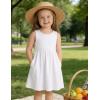 Arshiner Toddler Girls Summer Dress Backless Sleeveless Cotton Casual Beach Party Sundress with Pockets(White)
