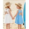Arshiner Toddler Girls Summer Dress Backless Sleeveless Cotton Casual Beach Party Sundress with Pockets(White)