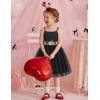 Arshiner Toddler Tulle Dress Summer Spaghetti Strap Party Tutu Flower Girl Dresses with Belt 3-8Y(Black)
