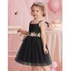Arshiner Toddler Tulle Dress Summer Spaghetti Strap Party Tutu Flower Girl Dresses with Belt 3-8Y(Black)