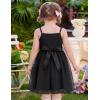 Arshiner Toddler Tulle Dress Summer Spaghetti Strap Party Tutu Flower Girl Dresses with Belt 3-8Y(Black)