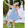 Arshiner Toddler Tulle Dress Summer Spaghetti Strap Party Tutu Flower Girl Dresses with Belt 3-8Y(Blue)