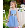 Arshiner Toddler Tulle Dress Summer Spaghetti Strap Party Tutu Flower Girl Dresses with Belt 3-8Y(Blue)