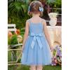 Arshiner Toddler Tulle Dress Summer Spaghetti Strap Party Tutu Flower Girl Dresses with Belt 3-8Y(Blue)
