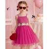 Arshiner Toddler Tulle Dress Summer Spaghetti Strap Party Tutu Flower Girl Dresses with Belt 3-8Y(Hot Pink)