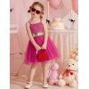 Arshiner Toddler Tulle Dress Summer Spaghetti Strap Party Tutu Flower Girl Dresses with Belt 3-8Y(Hot Pink)