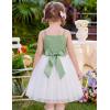 Arshiner Toddler Tulle Dress Summer Spaghetti Strap Party Tutu Flower Girl Dresses with Belt 3-8Y(Ice Green)