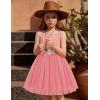 Arshiner Toddler Tulle Dress Summer Spaghetti Strap Party Tutu Flower Girl Dresses with Belt 3-8Y(Light Pink)