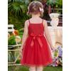 Arshiner Toddler Tulle Dress Summer Spaghetti Strap Party Tutu Flower Girl Dresses with Belt 3-8Y(Red)