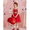 Arshiner Toddler Tulle Dress Summer Spaghetti Strap Party Tutu Flower Girl Dresses with Belt 3-8Y(Red)