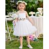 Arshiner Toddler Tulle Dress Summer Spaghetti Strap Party Tutu Flower Girl Dresses with Belt 3-8Y(White)