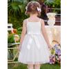 Arshiner Toddler Tulle Dress Summer Spaghetti Strap Party Tutu Flower Girl Dresses with Belt 3-8Y(White)