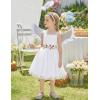 Arshiner Toddler Tulle Dress Summer Spaghetti Strap Party Tutu Flower Girl Dresses with Belt 3-8Y(White)