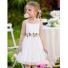 Arshiner Toddler Tulle Dress Summer Spaghetti Strap Party Tutu Flower Girl Dresses with Belt 3-8Y(White)