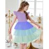 Arshiner Toddler Tutu Dress Girls Fluffy Tiered Summer Dresses Cute Party Tulle Sundress for Kids 2-7Y(Purple Gradient)