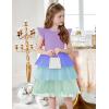 Arshiner Toddler Tutu Dress Girls Fluffy Tiered Summer Dresses Cute Party Tulle Sundress for Kids 2-7Y(Purple Gradient)