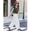 Arshiner Trendy Crop Tops for Girls Short Sleeve Summer Shirts Square Neck Slim Fit Tee Blouse(Camo)