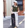 Arshiner Trendy Crop Tops for Girls Short Sleeve Summer Shirts Square Neck Slim Fit Tee Blouse(Camo)