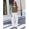 Arshiner Trendy Crop Tops for Girls Short Sleeve Summer Shirts Square Neck Slim Fit Tee Blouse(Leopard)