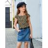 Arshiner Trendy Crop Tops for Girls Short Sleeve Summer Shirts Square Neck Slim Fit Tee Blouse(Leopard)