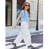 Arshiner Trendy Crop Tops for Girls Short Sleeve Summer Shirts Square Neck Slim Fit Tee Blouse(Light Blue)