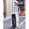 Arshiner Trendy Crop Tops for Girls Short Sleeve Summer Shirts Square Neck Slim Fit Tee Blouse(Light Blue)