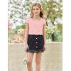 Arshiner Trendy Crop Tops for Girls Short Sleeve Summer Shirts Square Neck Slim Fit Tee Blouse(Pink)