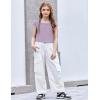 Arshiner Trendy Crop Tops for Girls Short Sleeve Summer Shirts Square Neck Slim Fit Tee Blouse(Purple)