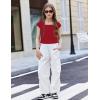 Arshiner Trendy Crop Tops for Girls Short Sleeve Summer Shirts Square Neck Slim Fit Tee Blouse(Red)