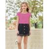 Arshiner Trendy Crop Tops for Girls Short Sleeve Summer Shirts Square Neck Slim Fit Tee Blouse(Rose Red)
