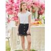 Arshiner Trendy Crop Tops for Girls Short Sleeve Summer Shirts Square Neck Slim Fit Tee Blouse(White)