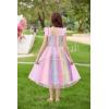 Arshiner Tween Girls Dress Ruffle Sleeve Elastic Straps Smocked A-Line Tulle Summer Long Patry Birthday Sundress(Rainbow)