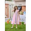 Arshiner Tween Girls Dress Ruffle Sleeve Elastic Straps Smocked A-Line Tulle Summer Long Patry Birthday Sundress(Rainbow)